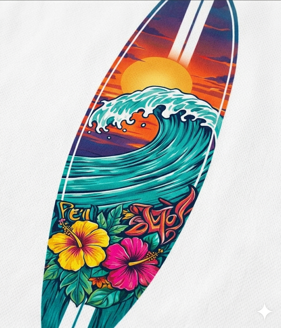 Hawaiian Wave - High Performance 50+ UPF Sun protection short sleeve shirt