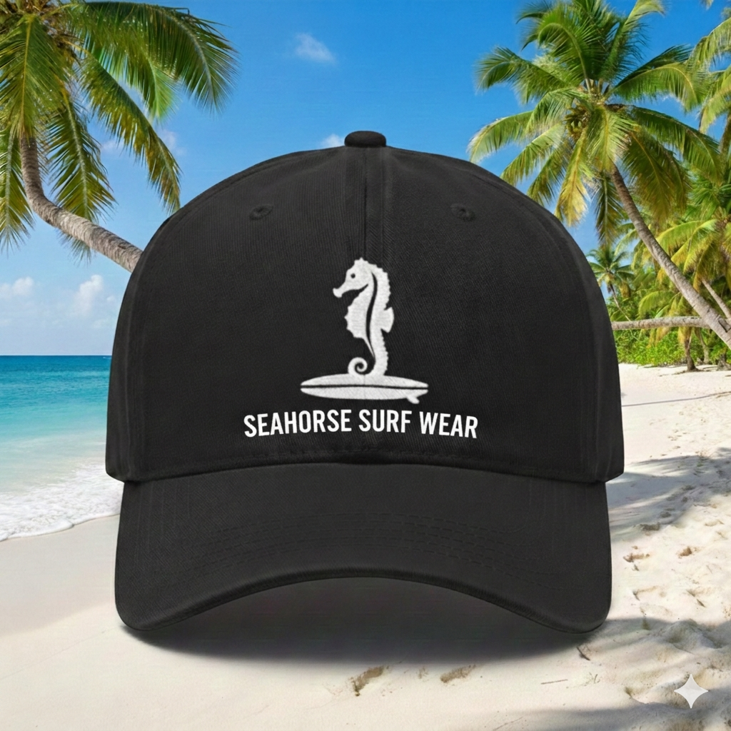 Seahorse Surf Wear Velcro Back Baseball Hat