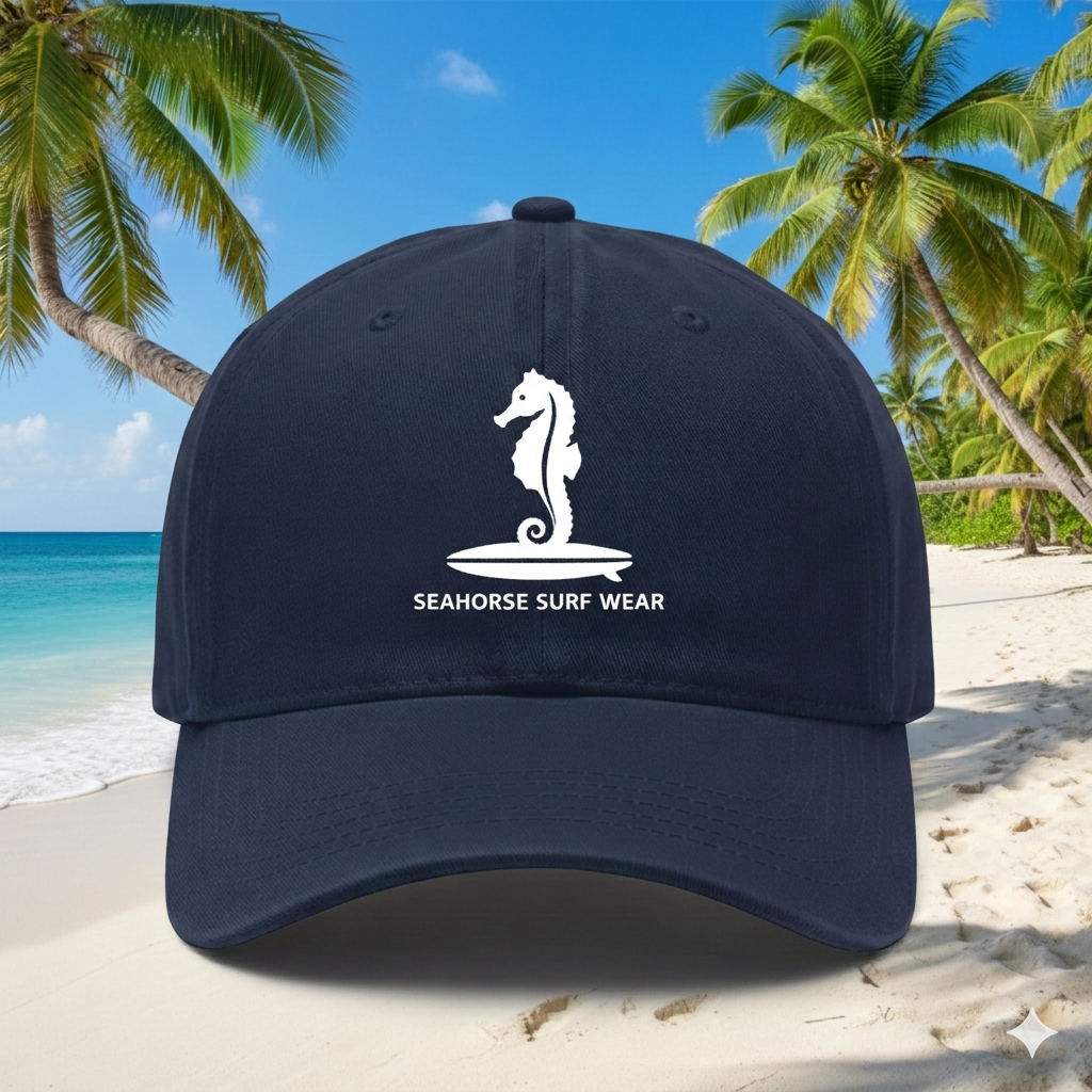 Seahorse Surf Wear Velcro Back Baseball Hat